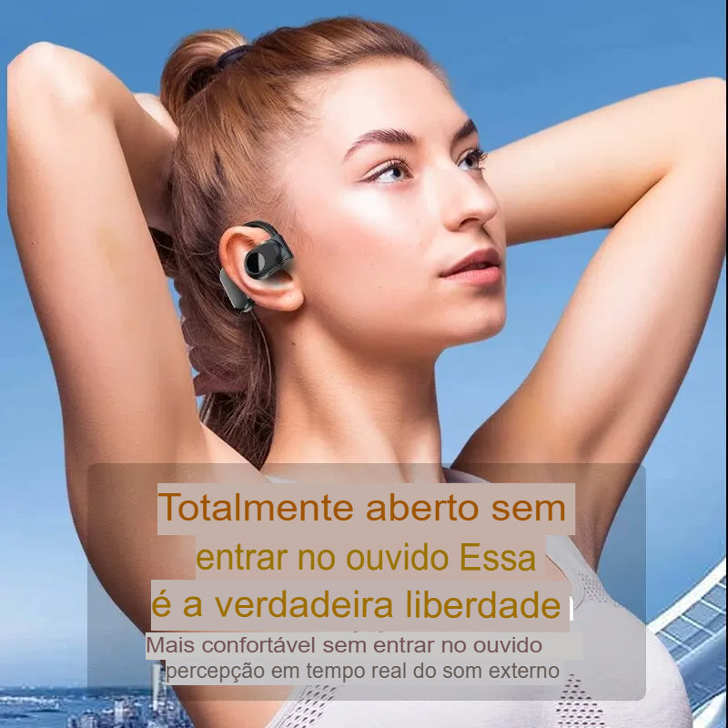 Fones de Ouvido Sem Fio Bluetooth com Microfone e Cancelamento de Ruído - Condução Óssea, Mãos Livres, Ideal para Direção