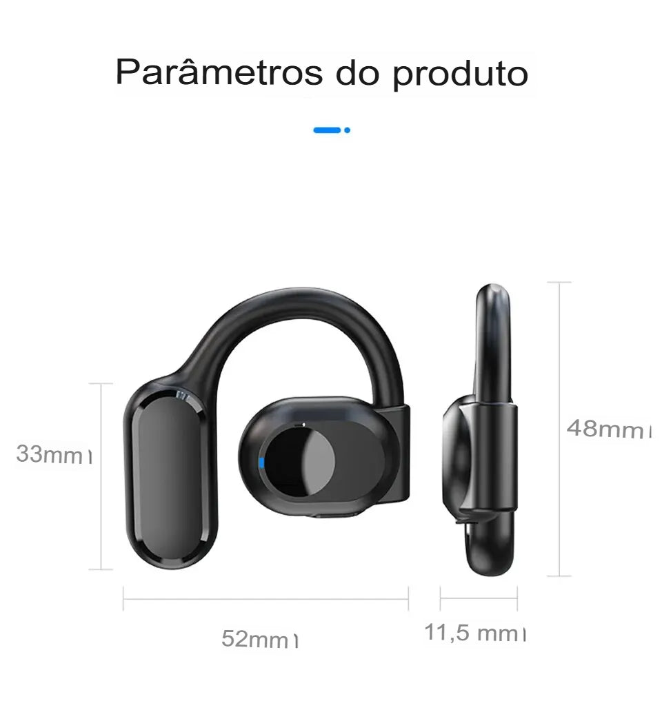 Fones de Ouvido Sem Fio Bluetooth com Microfone e Cancelamento de Ruído - Condução Óssea, Mãos Livres, Ideal para Direção