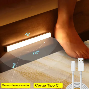 Luminária LED com Sensor de Movimento e Luz Noturna - Recarregável via USB-C, Sem Fio, Ideal para Armários, Escadas e Cozinhas